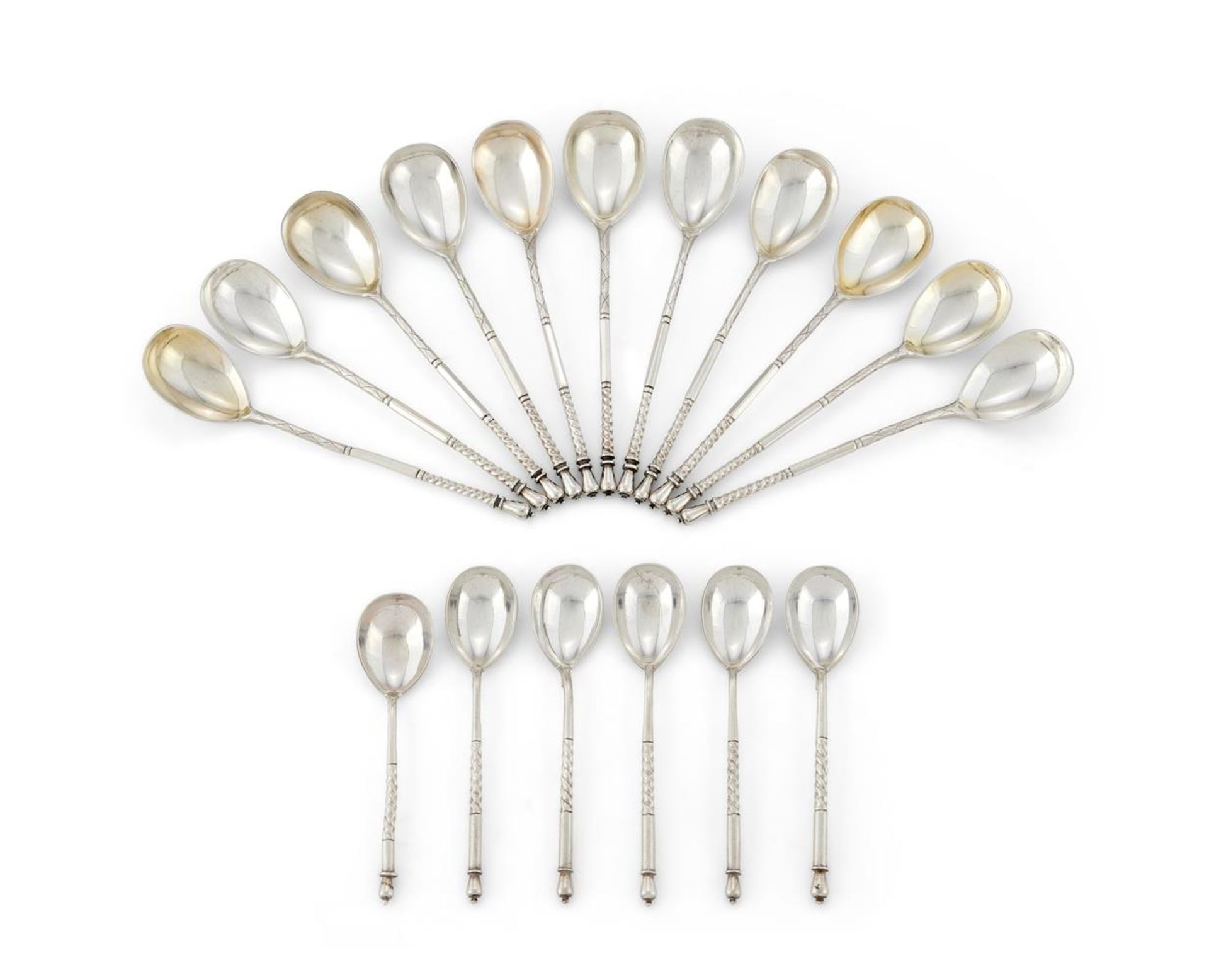 A SET OF ELEVEN RUSSIAN SILVER SPOONS