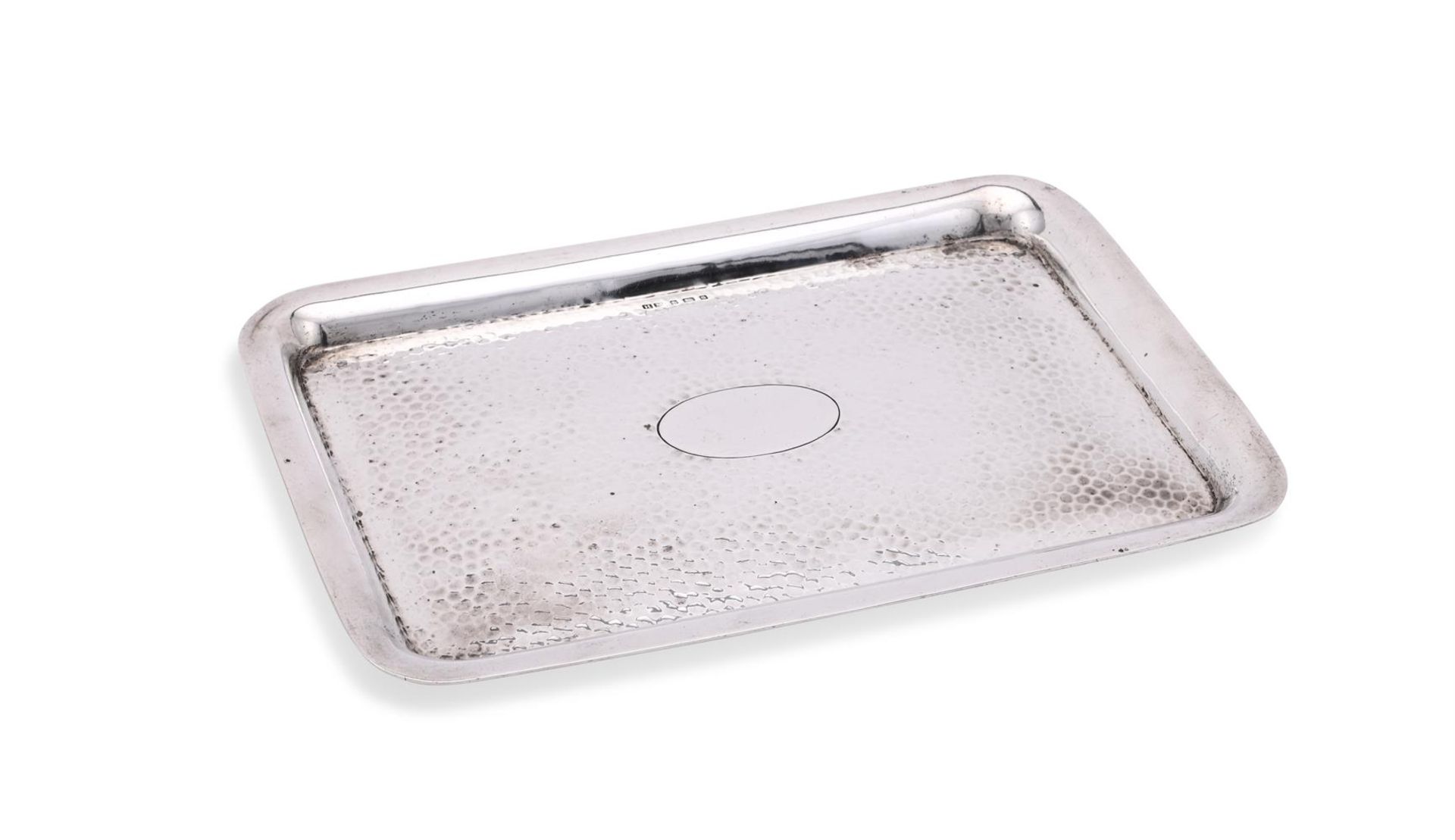 AN EDWARDIAN SILVER OBLONG TRAY