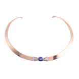 A 9 CARAT GOLD, DIAMOND AND SAPPHIRE COLLAR NECKLACE BY ANTHONY JAMES FURMINGER, LONDON 2001