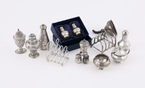 A COLLECTION OF SILVER CRUET ITEMS