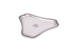 A FRENCH SILVER TREFOIL SHAPED TRAY