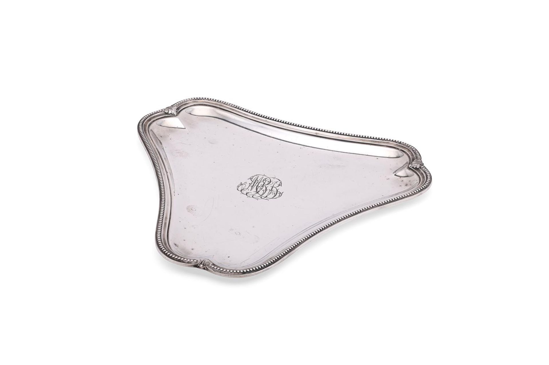 A FRENCH SILVER TREFOIL SHAPED TRAY