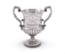 A GEORGE III SCOTTISH SILVER TWIN HANDLED TROPHY CUP