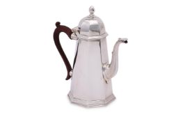 A SILVER OCTAGONAL TAPERING COFFEE POT