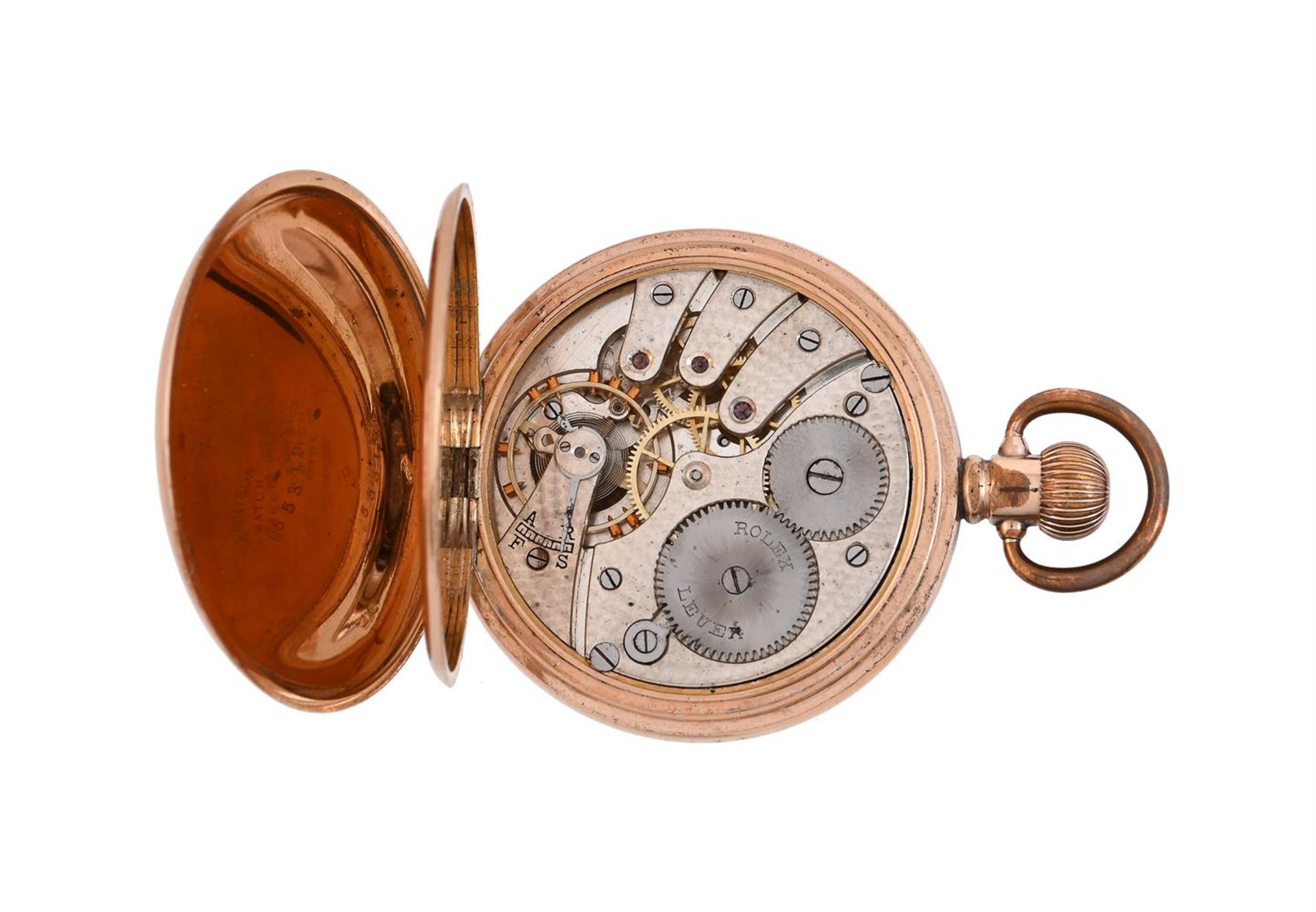 ROLEX, A GOLD PLATED KEYLESS WIND HALF HUNTER POCKET WATCH - Image 3 of 3