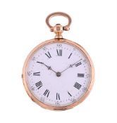 UNSIGNED, A FRENCH GOLD COLOURED OPEN FACE FOB WATCH