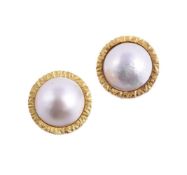 A PAIR OF FRENCH MABÉ PEARL EAR CLIPS