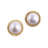 A PAIR OF FRENCH MABÉ PEARL EAR CLIPS