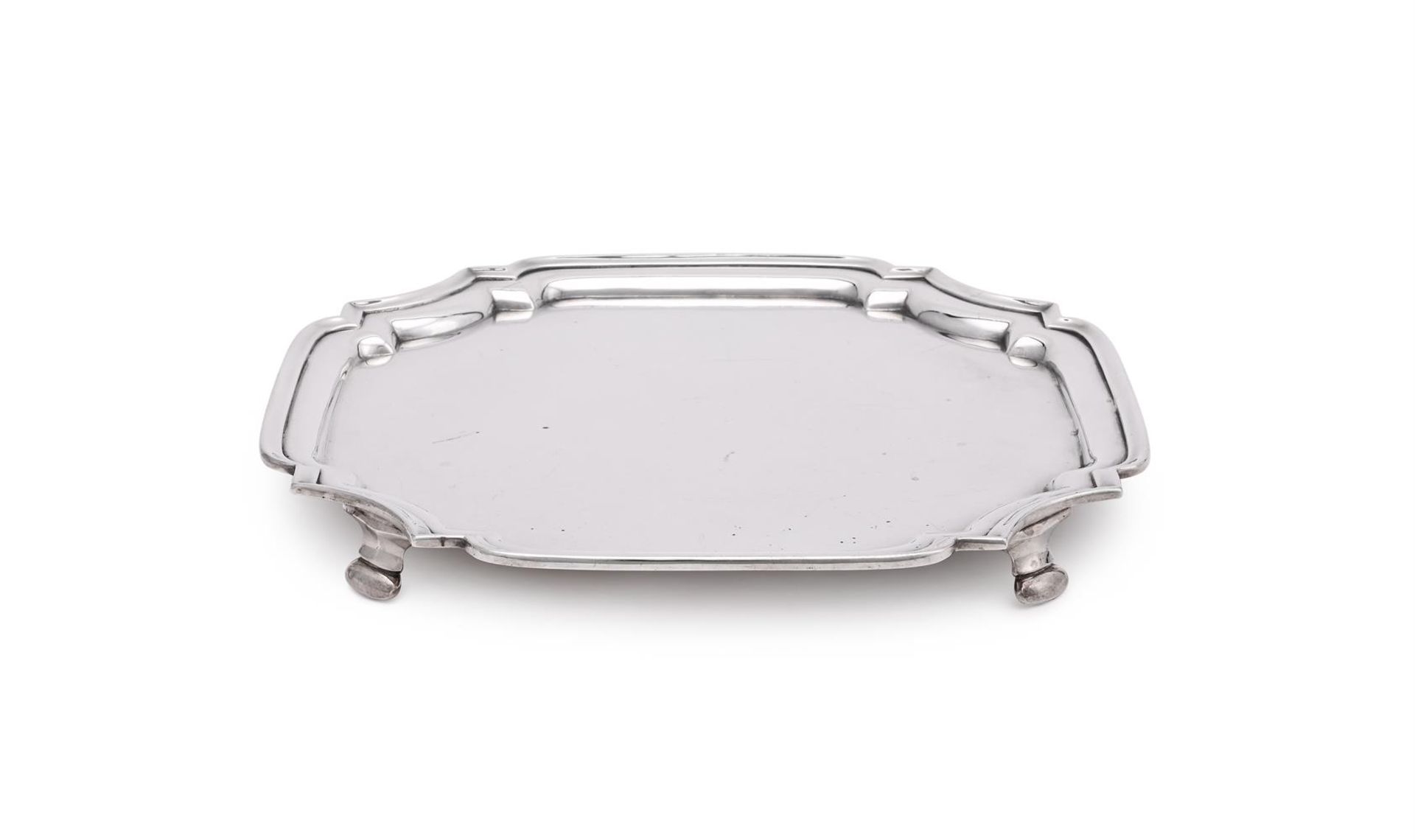 A SILVER SHAPED SQUARE SALVER - Image 2 of 3