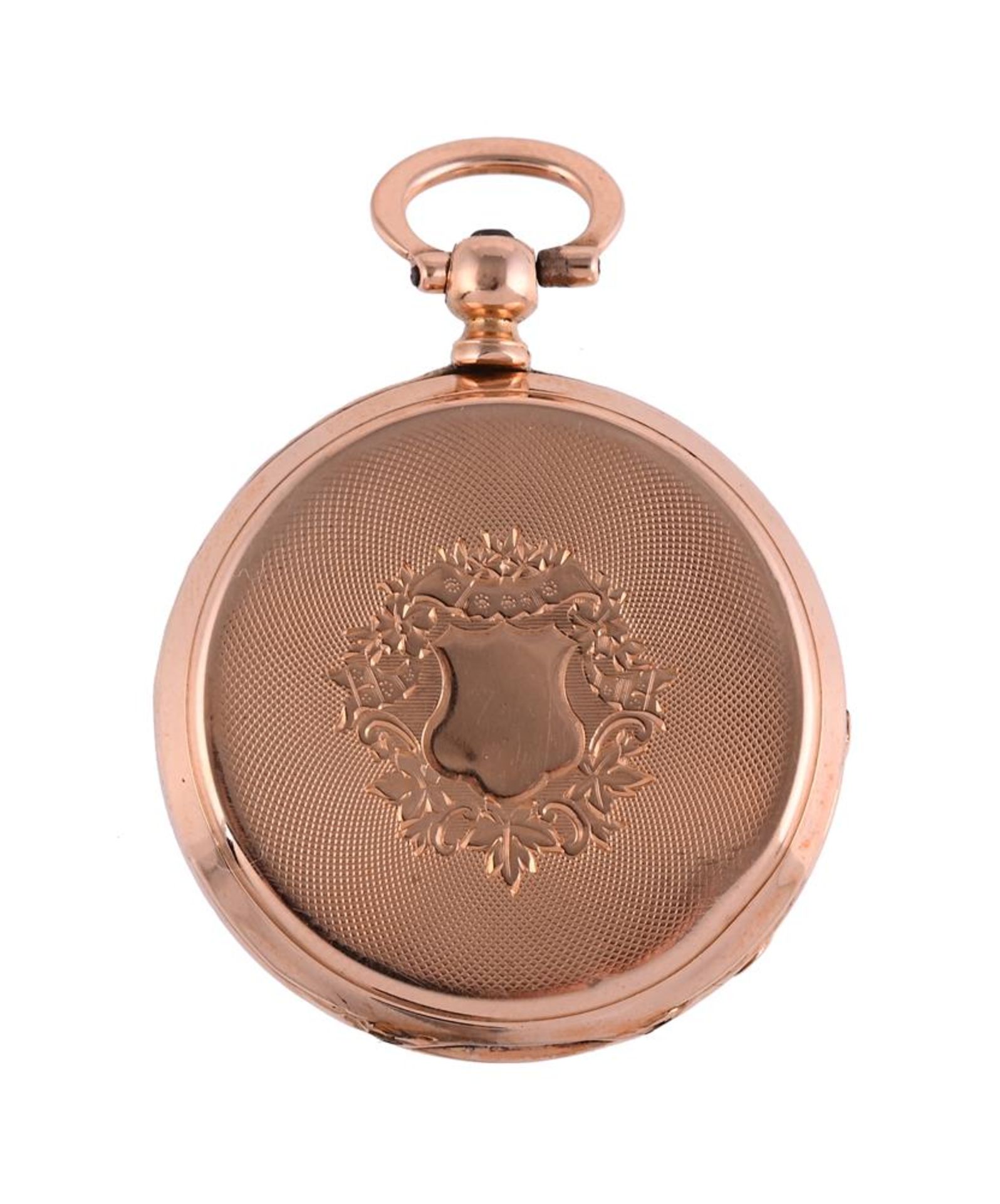 UNSIGNED, A FRENCH GOLD COLOURED OPEN FACE FOB WATCH - Image 2 of 3