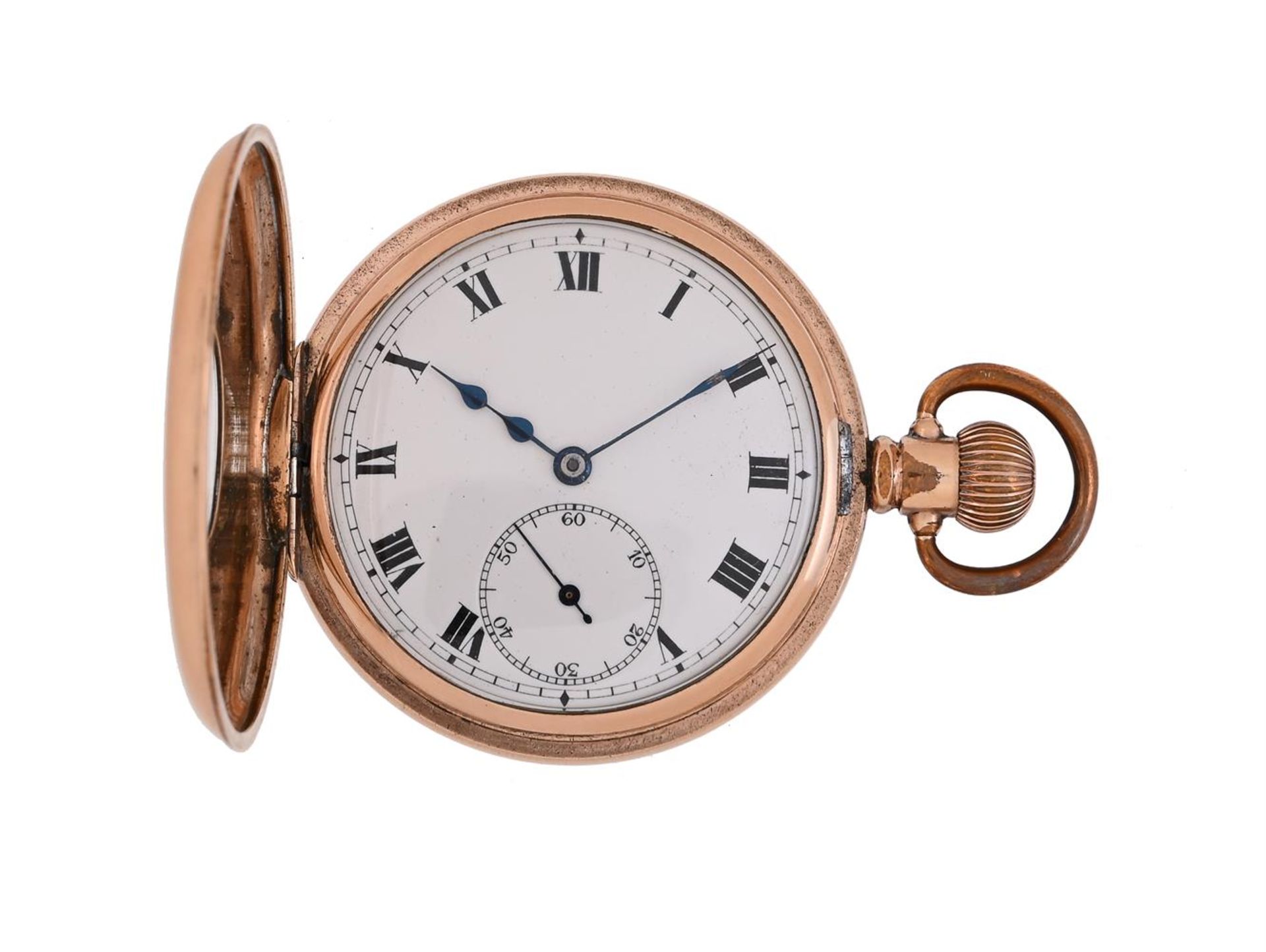 ROLEX, A GOLD PLATED KEYLESS WIND HALF HUNTER POCKET WATCH - Image 2 of 3