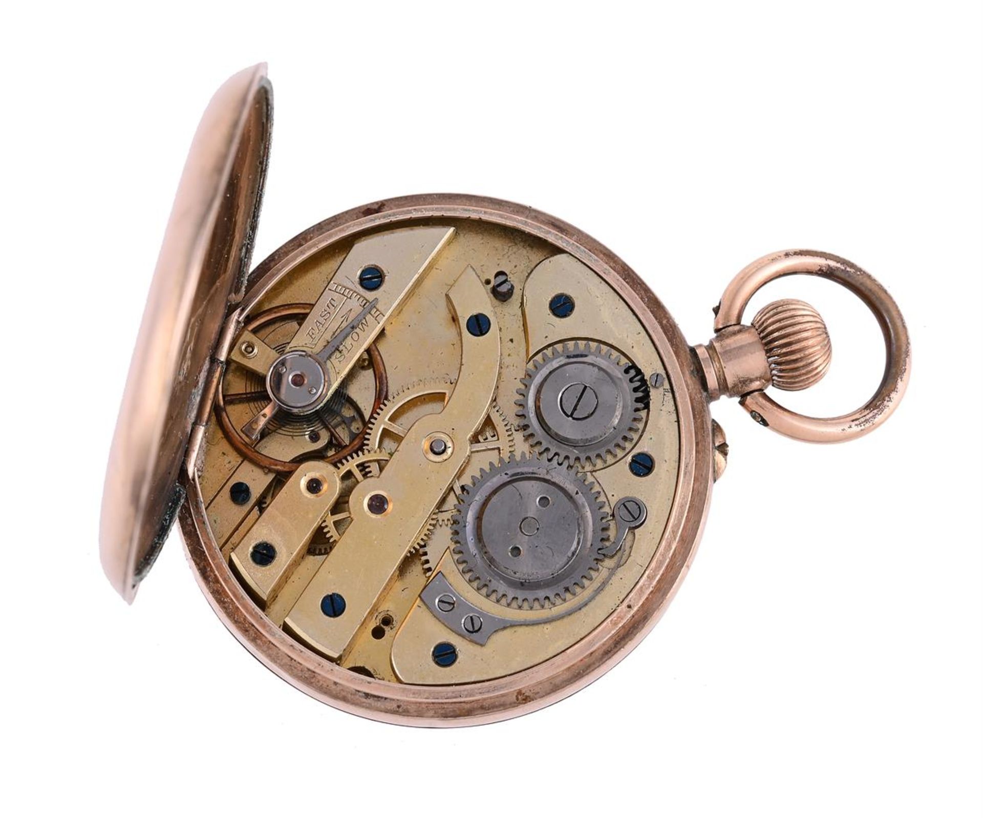 UNSIGNED, A GOLD COLOURED KEYLESS WIND OPEN FACE POCKET WATCH - Image 4 of 4