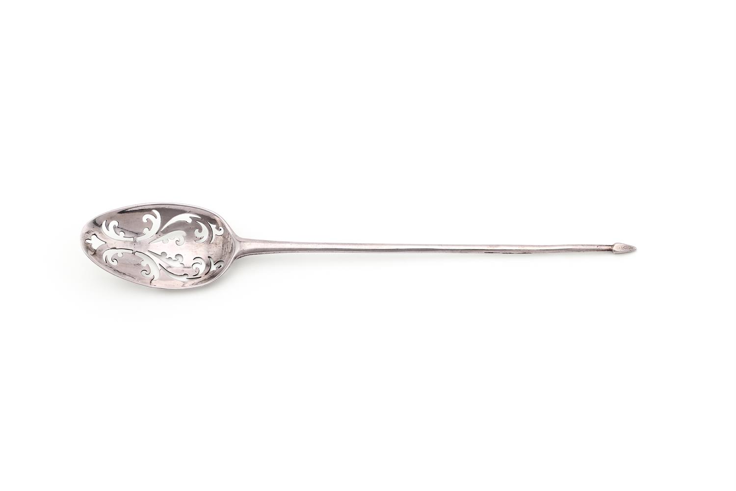 A GEORGE II SILVER RAT TAIL MOTE SPOON