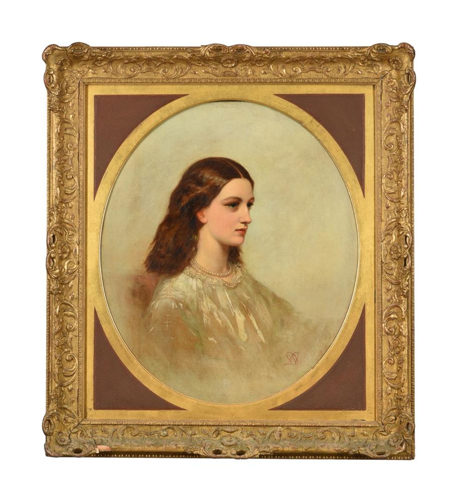 ENGLISH SCHOOL (19TH CENTURY), PORTRAIT OF A GIRL WITH A PEARL NECKLACE, DRESSED IN WHITE