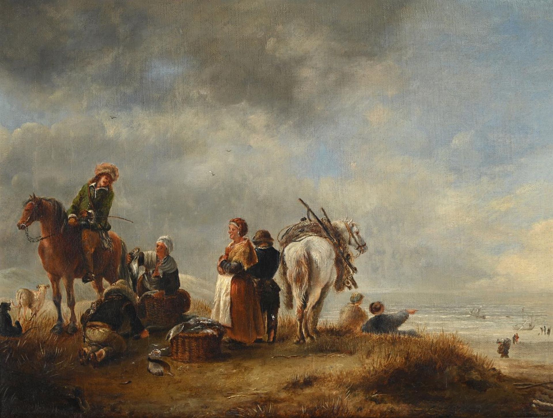 AFTER JAN WIJNANTS, FOOTPATH WITH DUNE, FARMERS AND HORSEMAN - Image 2 of 3