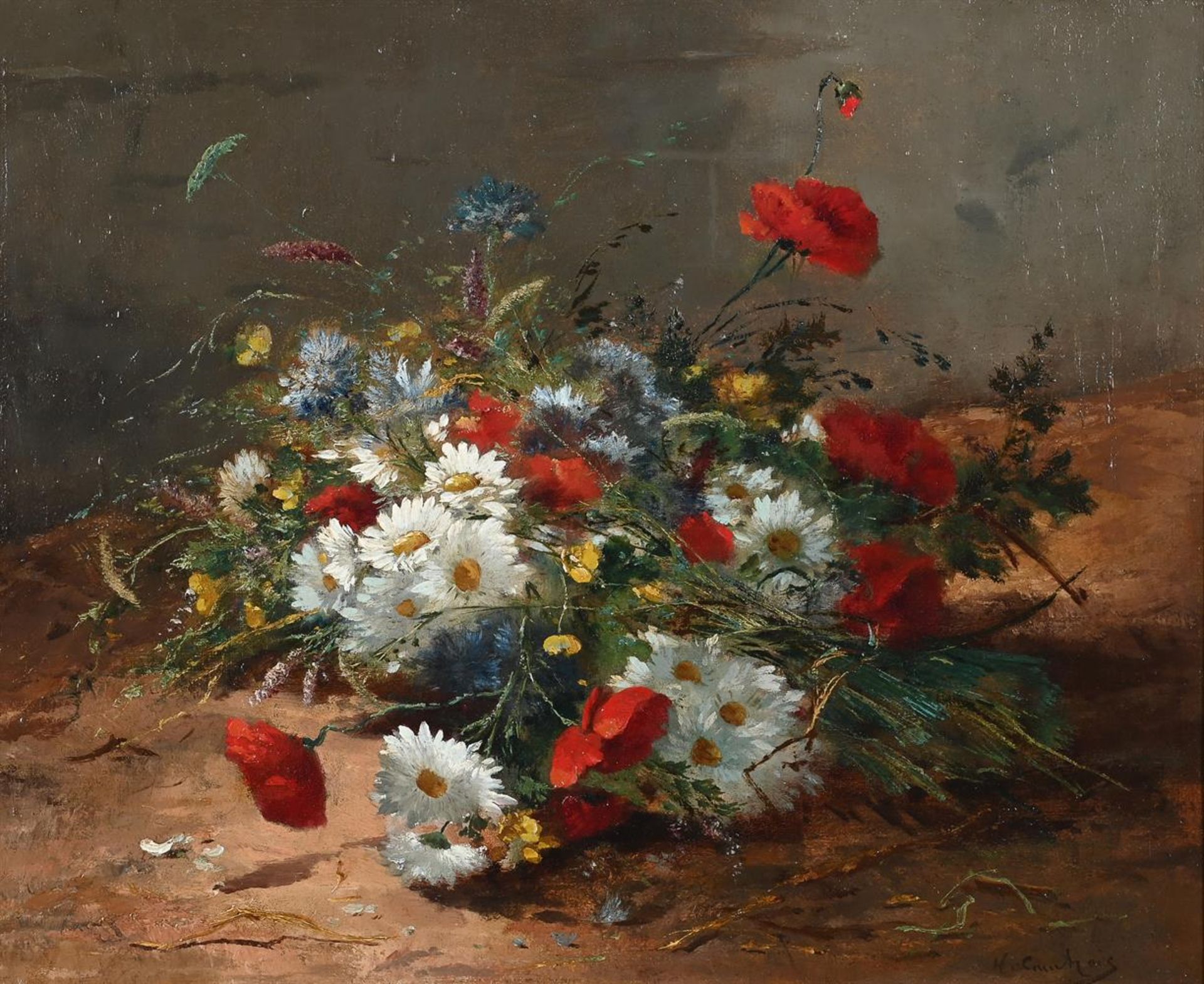 EUGÈNE HENRY CAUCHOIS (FRENCH 1850-1911), BASKET OF FLOWERS, A PAIR - Image 2 of 6