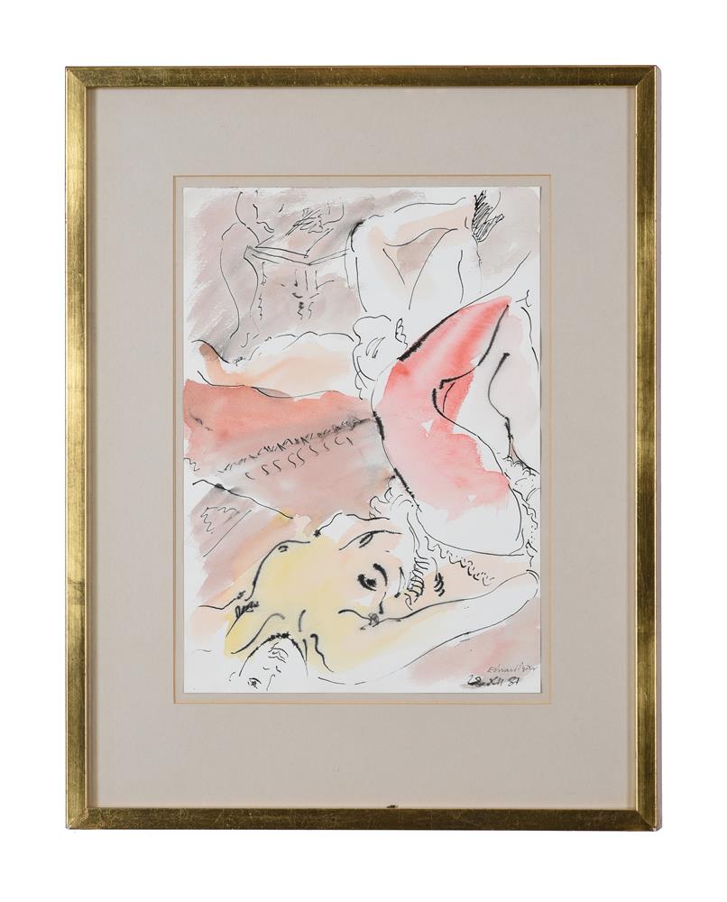 λ EDWARD PIPER (BRITISH 1938-1990), RECLINING NUDE (RED)