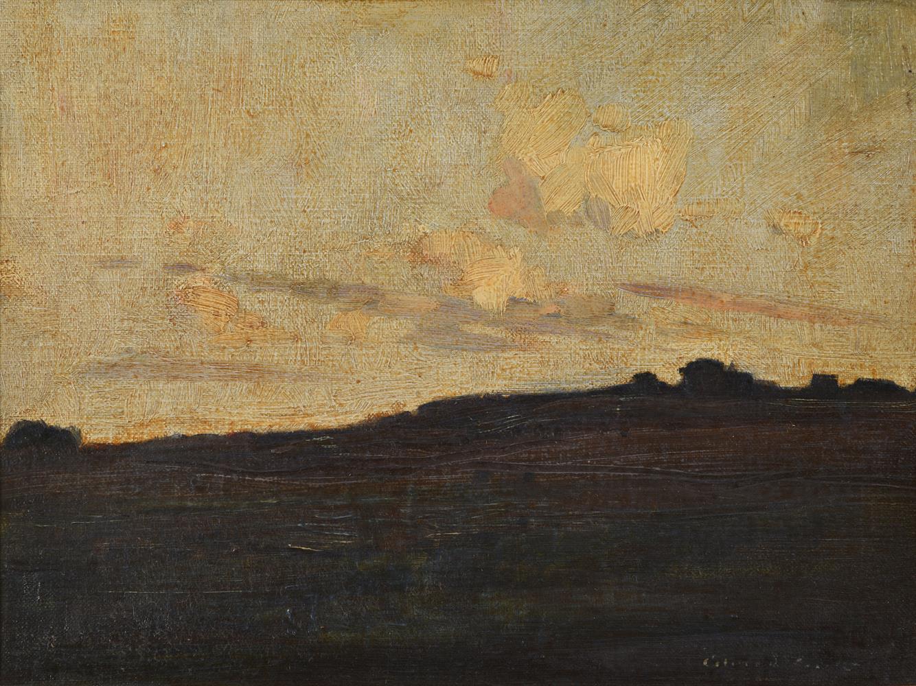 SIR ALFRED EAST (BRITISH 1849-1913), A VIEW OF A LOW RIDGE - Image 2 of 3