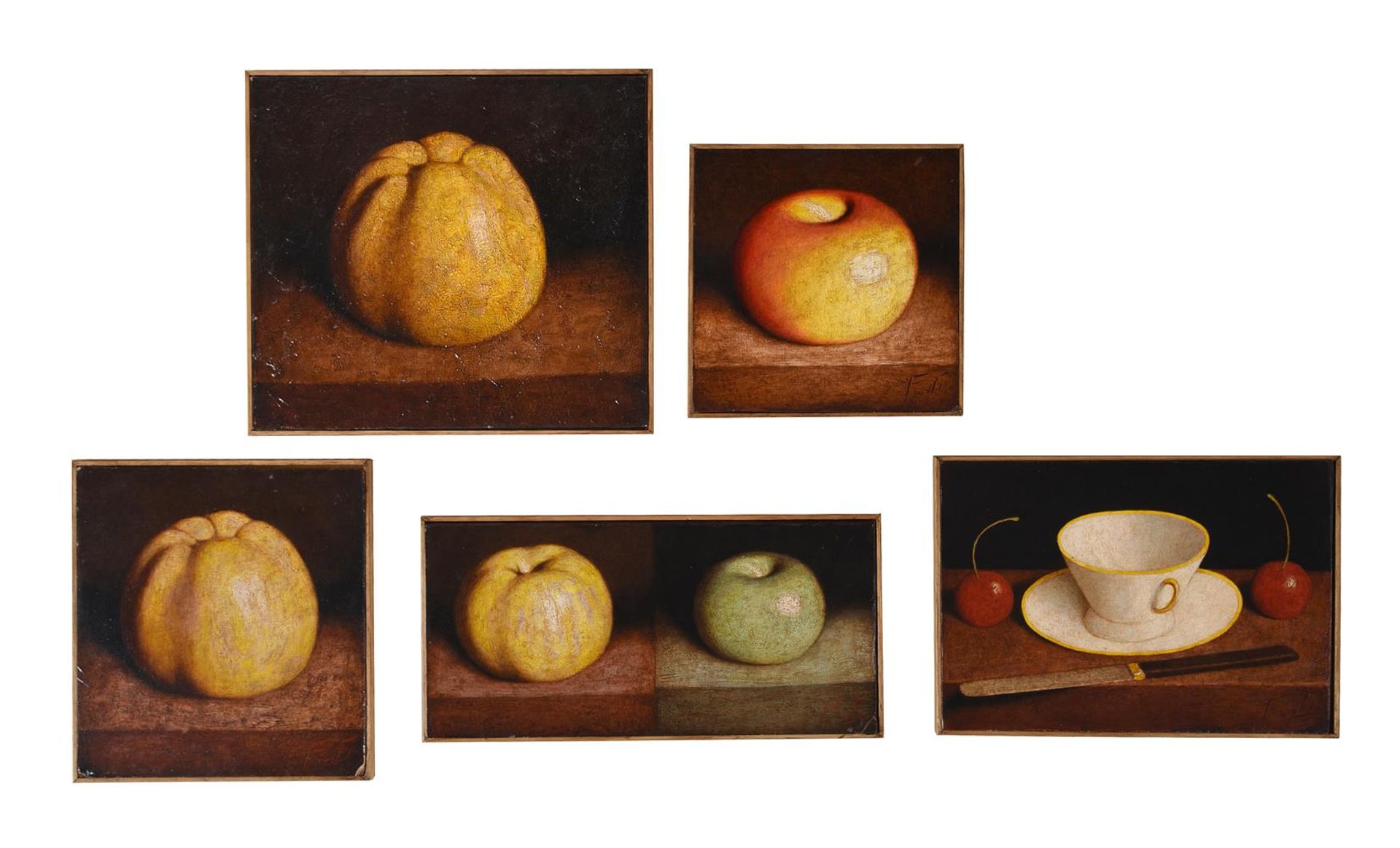 λ FANTI (20TH CENTURY), TWO STUDIES OF APPLES; TWO STUDIES OF QUINCES; A STILL LIFE WITH A CUP