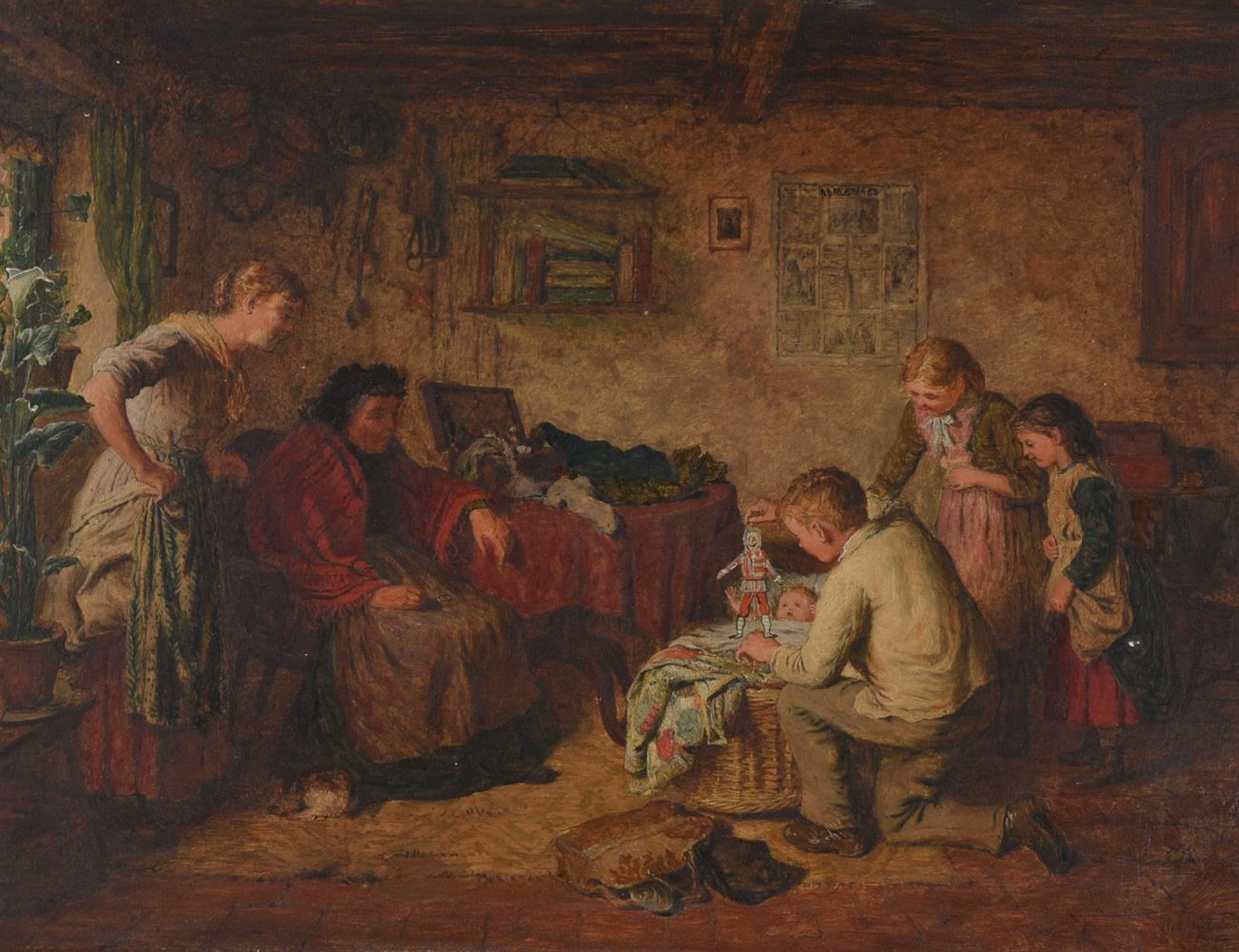 ROBERT WILLIAM WRIGHT (BRITISH ACT.1870-1906), INTERIOR SCENE WITH CHILDREN PLAYING - Image 2 of 2