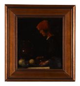 λ WILLEM VAN DEN BERG (DUTCH 1886-1970), GIRL WITH PEWTER DISH AND FRUIT