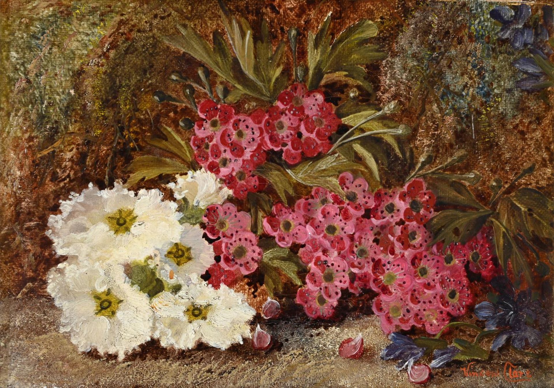 VINCENT CLARE (BRITISH 1856-1917), STILL LIFE OF FLOWERS; STILL LIFE OF FRUIT - Image 3 of 7