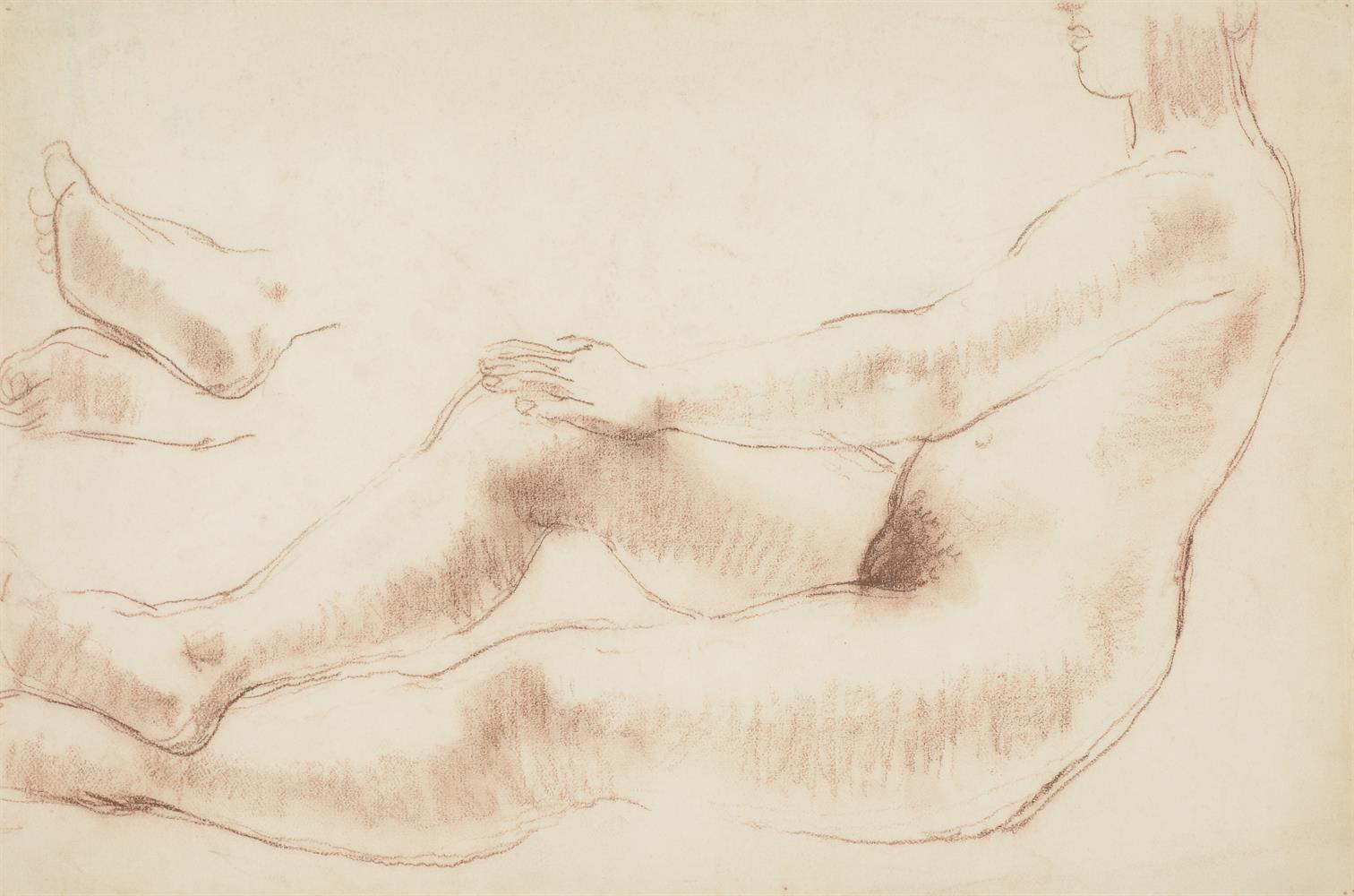 λ FRANK DOBSON (BRITISH 1886-1963), RECLINING NUDE WITH FOOT STUDY - Image 2 of 2