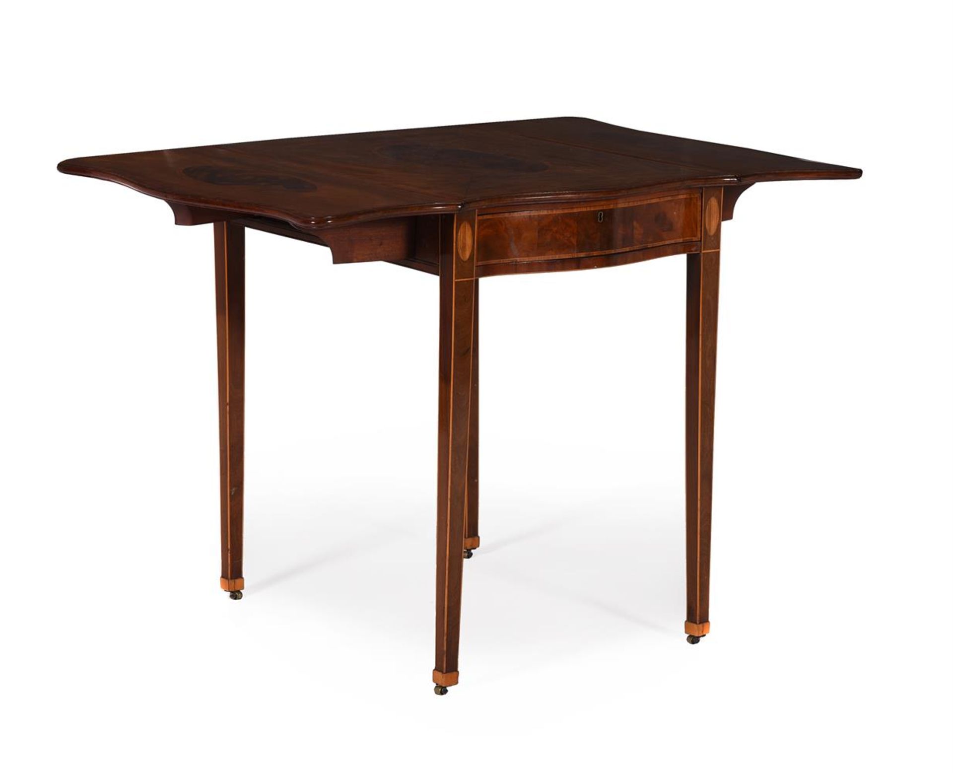 Y A GEORGE III MAHOGANY AND TULIPWOOD BANDED PEMBROKE TABLE