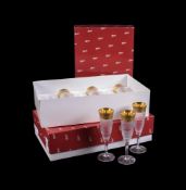 TWO SETS OF SIX MODERN BOXED AND MINT MOSER CUT-GLASS AND GILT 'SPLENDID COLLECTION' CHAMPAGNE FLUTE