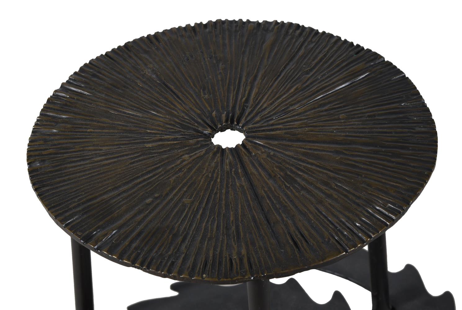 A MODERN BRONZED METAL STOOL OR LOW TABLE - Image 2 of 3