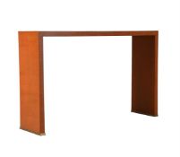 AN ORANGE LACQUER CONSOLE TABLE