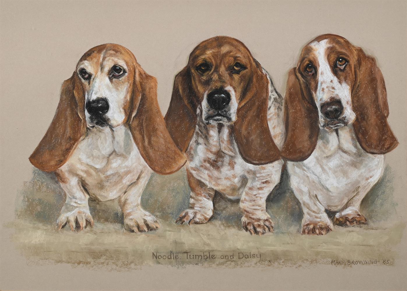 MARY BROWNING (BRITISH 20TH CENTURY), PORTRAIT OF A BASSET HOUND AND TWO OTHER WORKS (3) - Image 6 of 7