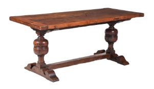 AN OAK AND ELM REFECTORY TABLE