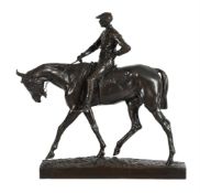 AFTER EMMANUEL FREMIET (FRENCH 1824-1910), A BRONZE MODEL OF A RACEHORSE AND JOCKEY