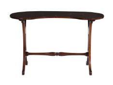 A MAHOGANY KIDNEY SHAPED WRITING TABLE