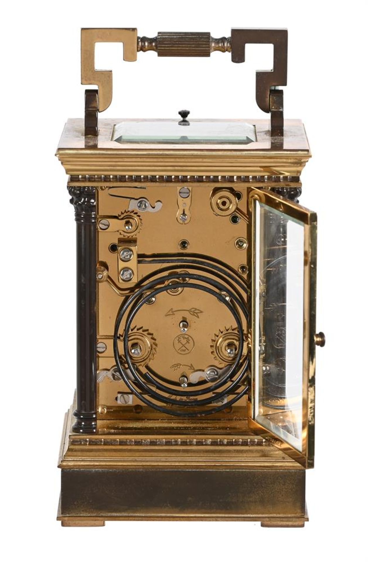 A BRASS BUSH BUTTON REPEATING CARRIAGE CLOCK - Image 3 of 3