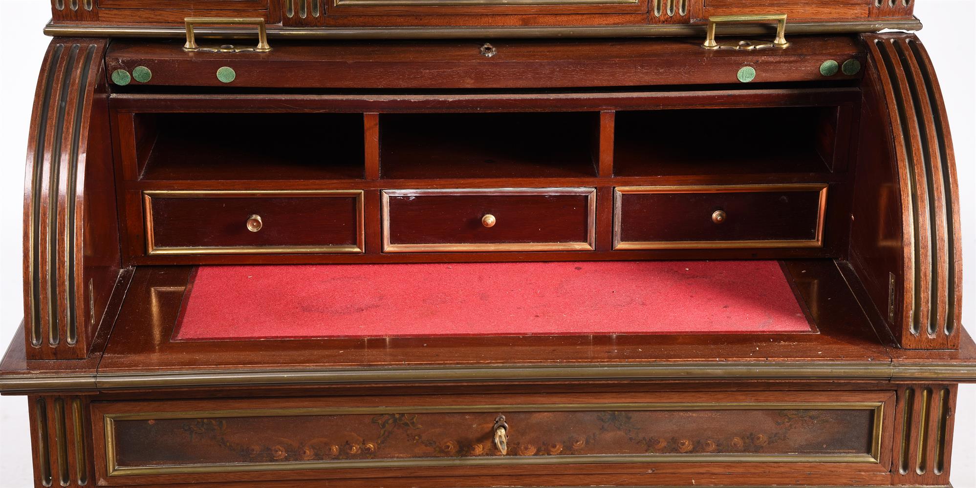 A FRENCH MAHOGANY AND GILT METAL MOUNTED CYLINDER WRITING DESK - Image 3 of 3