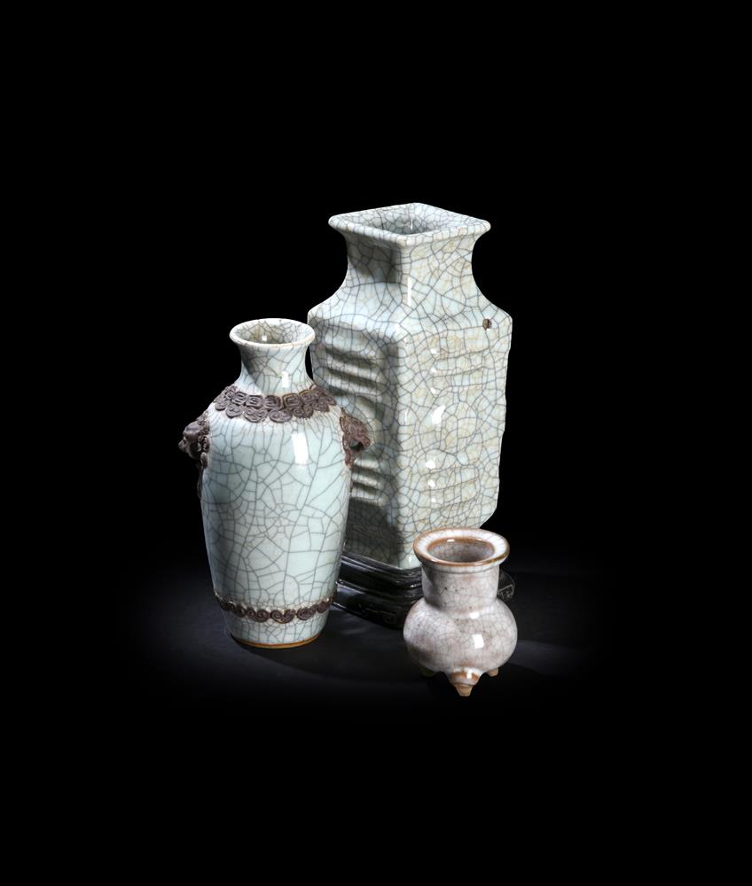 THREE CHINESE GE-TYPE VASES