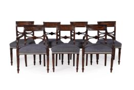 A SET OF SEVEN REGENCY MAHOGANY DINING CHAIRS