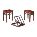 A PAIR OF CHINESE HARDWOOD OCCASIONAL TABLES