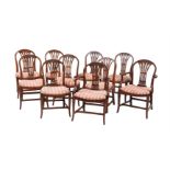 A HARLEQUIN SET OF TEN MAHOGANY DINING CHAIRS IN GEORGE III STYLE