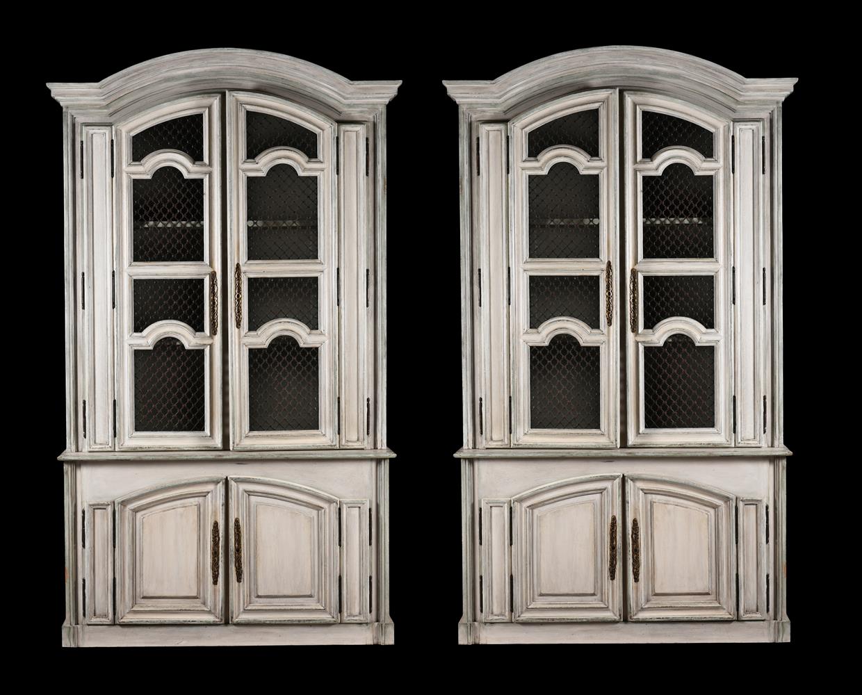 A PAIR OF FRENCH PAINTED BOOKCASES