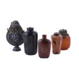Y FIVE VARIOUS CHINESE SNUFF BOTTLES