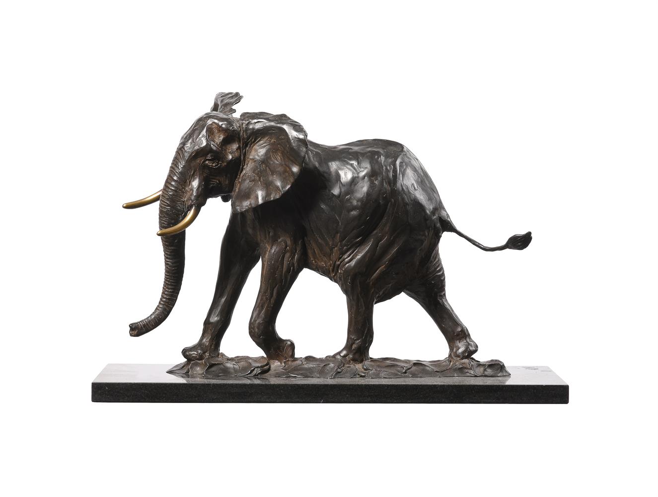 ROBERT GLEN (KENYAN b. 1940), A BRONZE MODEL OF AN ELEPHANT