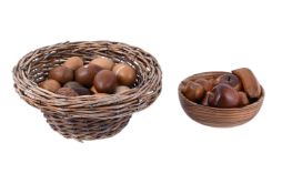 A COLLECTION OF APPROXIMATELY 25 VARIOUS TURNED WOOD MODELS OF EGGS