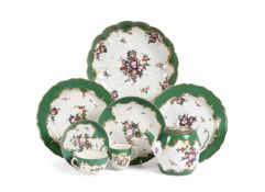 A SELECTION OF WORCESTER APPLE-GREEN GROUND 'SPOTTED FRUIT' PORCELAIN