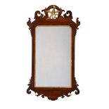 TWO MAHOGANY AND PARCEL GILT FRET WALL MIRRORS