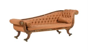 Y A REGENCY SIMULATED ROSEWOOD, PARCEL GILT AND GILT METAL MOUNTED DAY BED