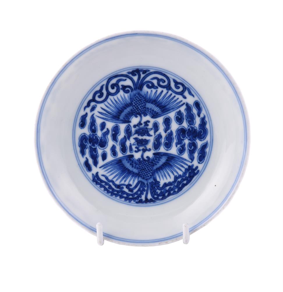 A CHINESE BLUE AND WHITE 'PHOENIX' DISH