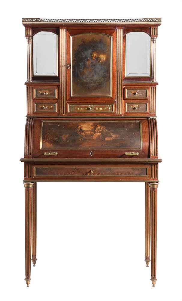 A FRENCH MAHOGANY AND GILT METAL MOUNTED CYLINDER WRITING DESK